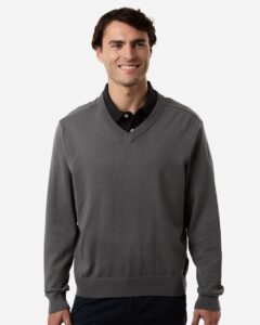 Devon & Jones DG445 Men’s New Classics V-Neck Sweater – Graphite (on model)