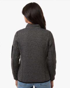 North End NE730W Women’s Jasper Full-Zip Fleece Jacket – Black/ Grey (on model back)