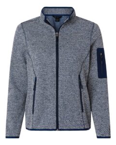 North End NE730W Women’s Jasper Full-Zip Fleece Jacket – Classic Navy/ White