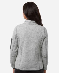 North End NE730W Women’s Jasper Full-Zip Fleece Jacket – Grey/ White (on model back)