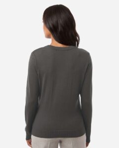 Devon & Jones DG445W Women’s New Classics V-Neck Sweater – Graphite (on model back)
