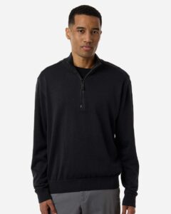 Devon & Jones DG446 Men’s New Classics Quarter-Zip Sweater – Black (on model)