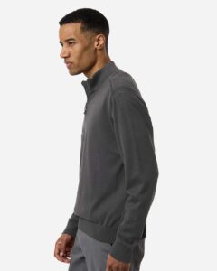 Devon & Jones DG446 Men’s New Classics Quarter-Zip Sweater – Graphite (on model side)