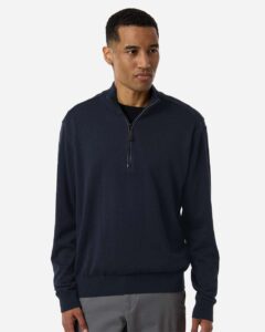 Devon & Jones DG446 Men’s New Classics Quarter-Zip Sweater – Navy (on model)
