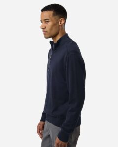 Devon & Jones DG446 Men’s New Classics Quarter-Zip Sweater – Navy (on model side)