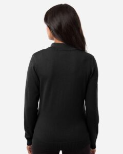 Devon & Jones DG446W Women’s New Classics Quarter-Zip Sweater – Black (on model back)