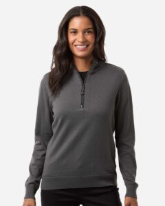 Devon & Jones DG446W Women’s New Classics Quarter-Zip Sweater – Graphite (on model)