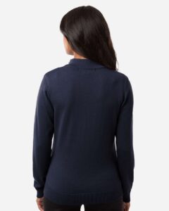 Devon & Jones DG446W Women’s New Classics Quarter-Zip Sweater – Navy (on model back)