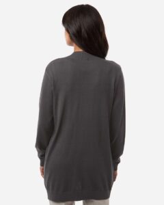 Devon & Jones DG447W Women’s New Classics Open Cardigan Sweater – Graphite (on model back)