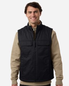 Harriton M723 Unisex ClimaBloc® Station Vest – Black (on model)