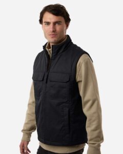 Harriton M723 Unisex ClimaBloc® Station Vest – Black (on model side)