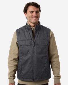 Harriton M723 Unisex ClimaBloc® Station Vest – Dark Charcoal (on model)