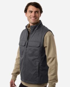 Harriton M723 Unisex ClimaBloc® Station Vest – Dark Charcoal (on model side)