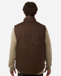 Harriton M723 Unisex ClimaBloc® Station Vest – Dark Mocha (on model back)