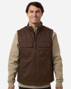 Harriton M723 Unisex ClimaBloc® Station Vest – Dark Mocha (on model)