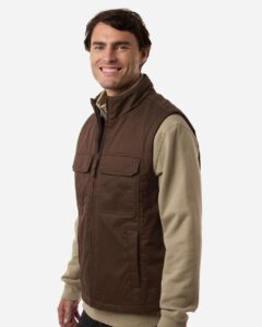 Harriton M723 Unisex ClimaBloc® Station Vest – Dark Mocha (on model side)