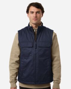 Harriton M723 Unisex ClimaBloc® Station Vest – Dark Navy (on model)