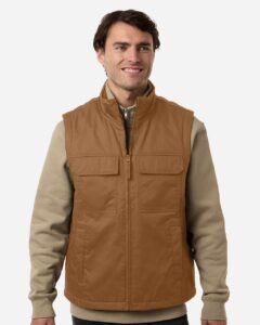 Harriton M723 Unisex ClimaBloc® Station Vest – Duck Brown (on model)
