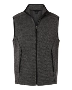 North End NE731 Men’s Jasper Jacquard Fleece Vest – Black/ Grey