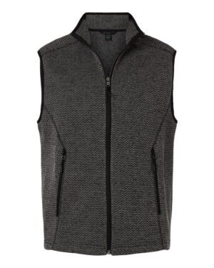 North End NE731 Men’s Jasper Jacquard Fleece Vest – Black/ Grey