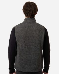 North End NE731 Men’s Jasper Jacquard Fleece Vest – Black/ Grey (on model back)