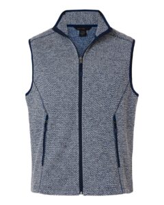 North End NE731 Men’s Jasper Jacquard Fleece Vest – Classic Navy/ White