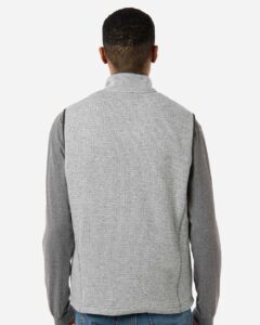 North End NE731 Men’s Jasper Jacquard Fleece Vest – Grey/ White (on model back)