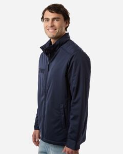 Harriton M781 Men’s Guardian Insulated Utility Jacket – Dark Navy (on model side)