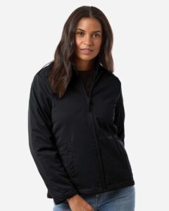 Harriton M781W Women’s Guardian Insulated Utility Jacket – Black (on model)