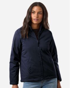 Harriton M781W Women’s Guardian Insulated Utility Jacket – Dark Navy (on model)