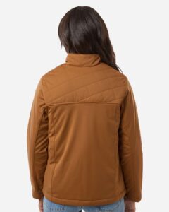 Harriton M781W Women’s Guardian Insulated Utility Jacket – Duck Brown (on model back)
