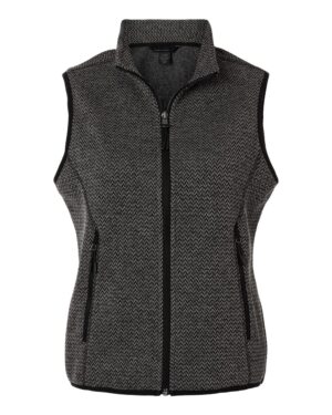 North End NE731W Women’s Jasper Jacquard Fleece Vest – Black/ Grey
