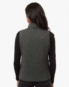 North End NE731W Women’s Jasper Jacquard Fleece Vest – Black/ Grey (on model back)