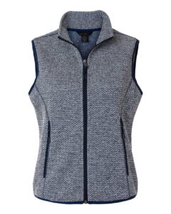 North End NE731W Women’s Jasper Jacquard Fleece Vest – Classic Navy/ White