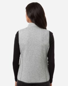 North End NE731W Women’s Jasper Jacquard Fleece Vest – Grey/ White (on model back)