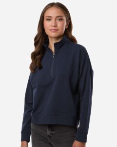 Independent Trading Co. EXP15WPQ Women’s Perform Quarter-Zip Pullover – Classic Navy (on model)