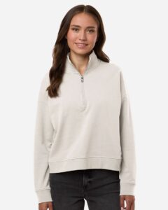 Independent Trading Co. EXP15WPQ Women’s Perform Quarter-Zip Pullover – Smoke (on model)
