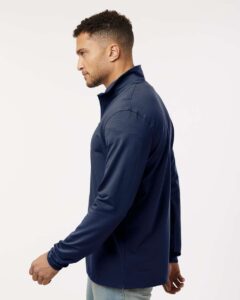 Independent Trading Co. EXP20PQ Men’s Perform Quarter-Zip Pullover – Classic Navy (on model side)