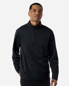 Team 365 TT401 Unisex Squad Cadet Quarter-Zip Tech Fleece Pullover – Black (on model)