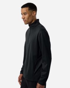 Team 365 TT401 Unisex Squad Cadet Quarter-Zip Tech Fleece Pullover – Black (on model side)