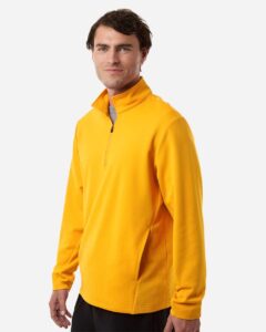 Team 365 TT401 Unisex Squad Cadet Quarter-Zip Tech Fleece Pullover – Sport Athletic Gold (on model side)