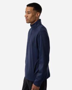 Team 365 TT401 Unisex Squad Cadet Quarter-Zip Tech Fleece Pullover – Sport Dark Navy (on model side)