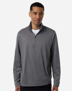 Team 365 TT401 Unisex Squad Cadet Quarter-Zip Tech Fleece Pullover – Sport Graphite (on model)