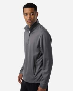 Team 365 TT401 Unisex Squad Cadet Quarter-Zip Tech Fleece Pullover – Sport Graphite (on model side)