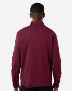 Team 365 TT401 Unisex Squad Cadet Quarter-Zip Tech Fleece Pullover – Sport Maroon (on model back)