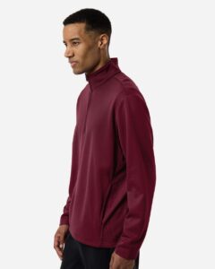 Team 365 TT401 Unisex Squad Cadet Quarter-Zip Tech Fleece Pullover – Sport Maroon (on model side)