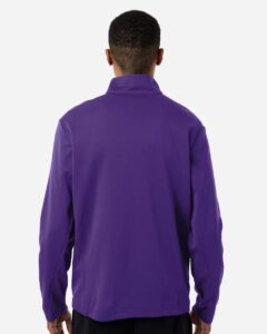 Team 365 TT401 Unisex Squad Cadet Quarter-Zip Tech Fleece Pullover – Sport Purple (on model back)