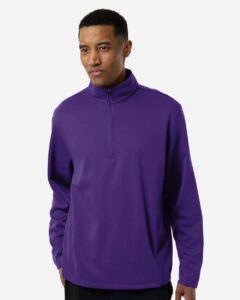 Team 365 TT401 Unisex Squad Cadet Quarter-Zip Tech Fleece Pullover – Sport Purple (on model)