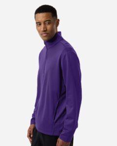 Team 365 TT401 Unisex Squad Cadet Quarter-Zip Tech Fleece Pullover – Sport Purple (on model side)