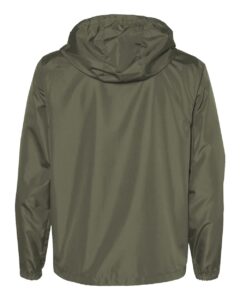 Independent Trading Co. EXP54LWZ Men’s Lightweight Windbreaker Full-Zip Jacket – Army (back)